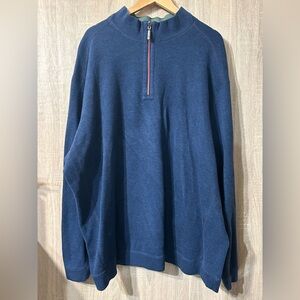 Tommy Bahama Navy Blue Half-Zip Pullover Sweater Sz 3XB Cotton